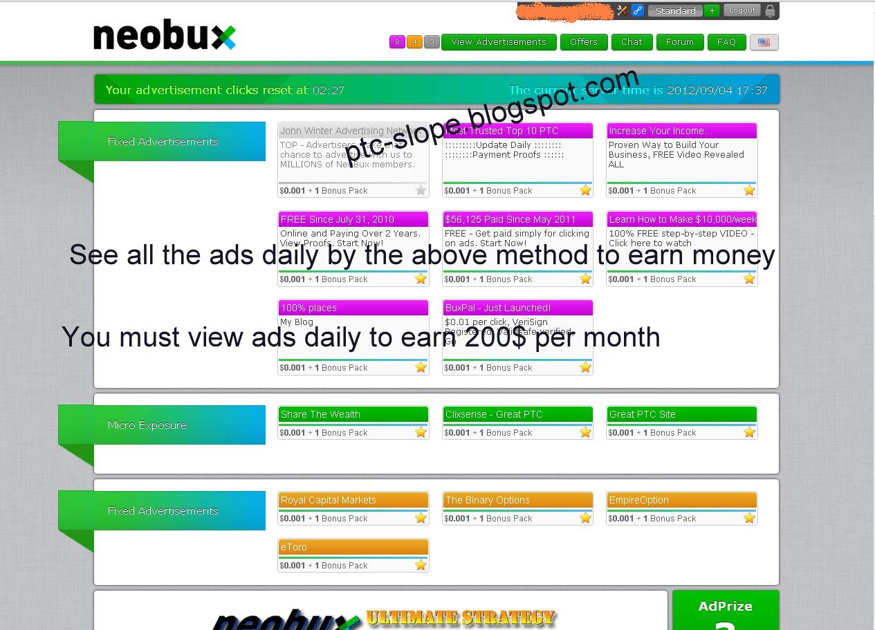 how to earn money online with neobux